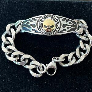 NOS HARLEY DAVIDSON MENS SILVER/14K GOLD BRACELET
